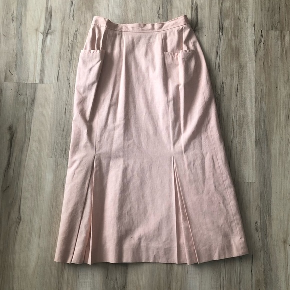 Vintage Linen Blend Evan Picone Soft Pink Maxi Skirt - Picture 2 of 12